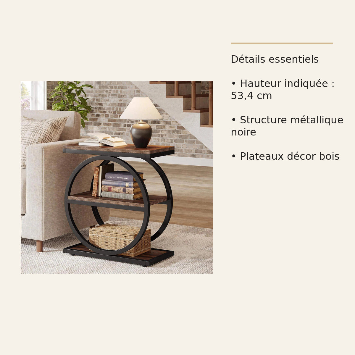 Console industrielle à cadre circulaire – 4 niveaux – dimensions et caractéristiques