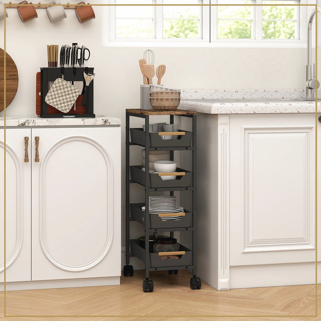 Desserte de cuisine HOMCOM – 5 niveaux – mise en situation