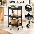 Dimensions de la desserte grillagée VELKYN : 40,4 × 28,2 × 71,1 cm