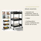 Desserte grillagée – Métal noir, 3 niveaux – dimensions et caractéristiques