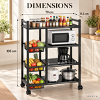 Dimensions de la desserte mobile VELKYN : 79 × 31,5 × 105 cm