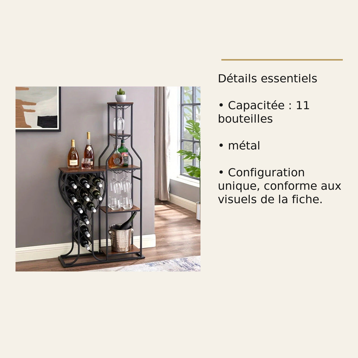 Étagère à vin – 11 bouteilles, 5 niveaux – dimensions et caractéristiques