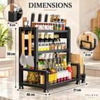 Dimensions de l’étagère à épices VELKYN : 40 × 21 × 50 cm