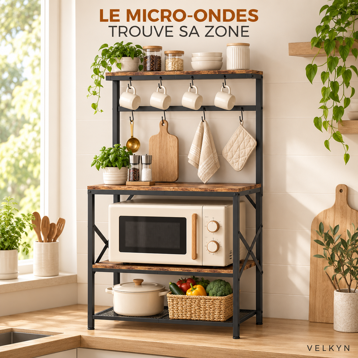 Étagère VELKYN pour micro-ondes en situation