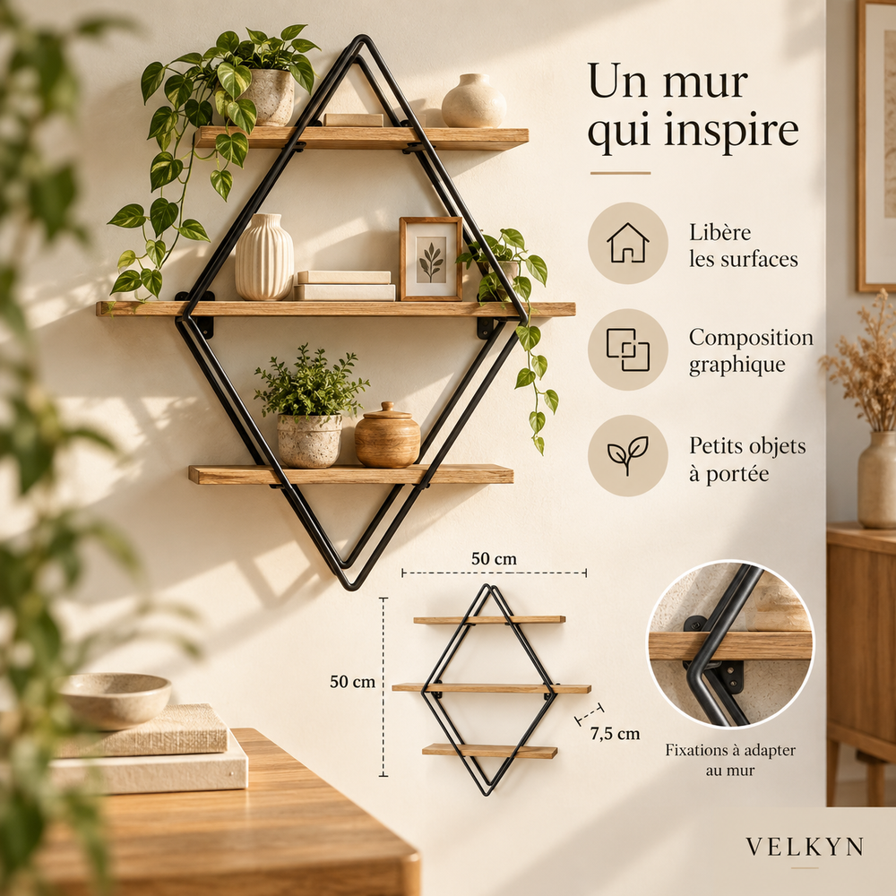 Bénéfices de l’étagère murale Diamant VELKYN