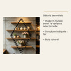 Étagère murale Diamant – Bois et métal noir – dimensions et caractéristiques