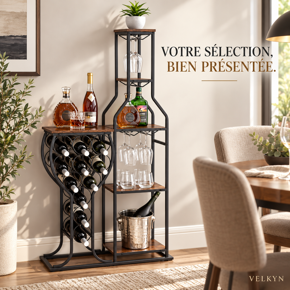 Étagère à vin VELKYN dans un coin repas