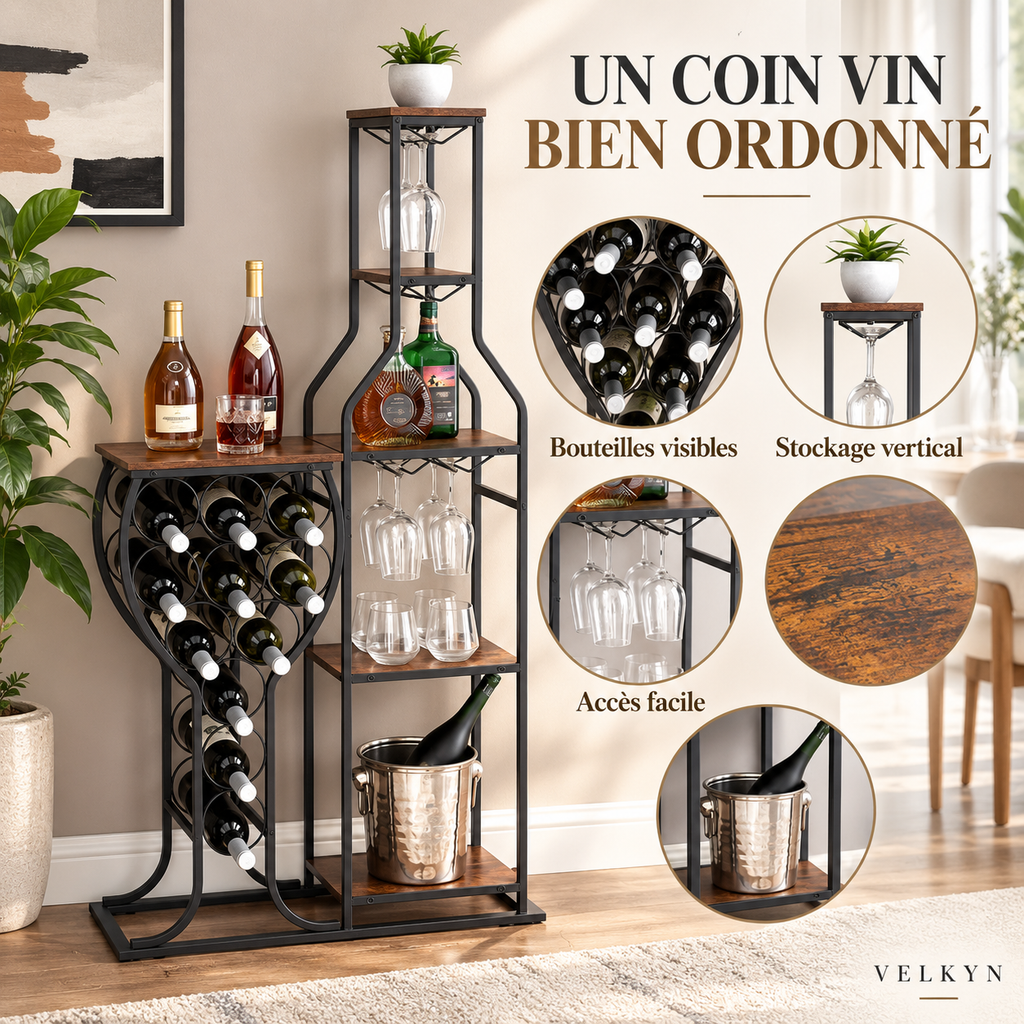 Bénéfices de rangement de l’étagère à vin VELKYN