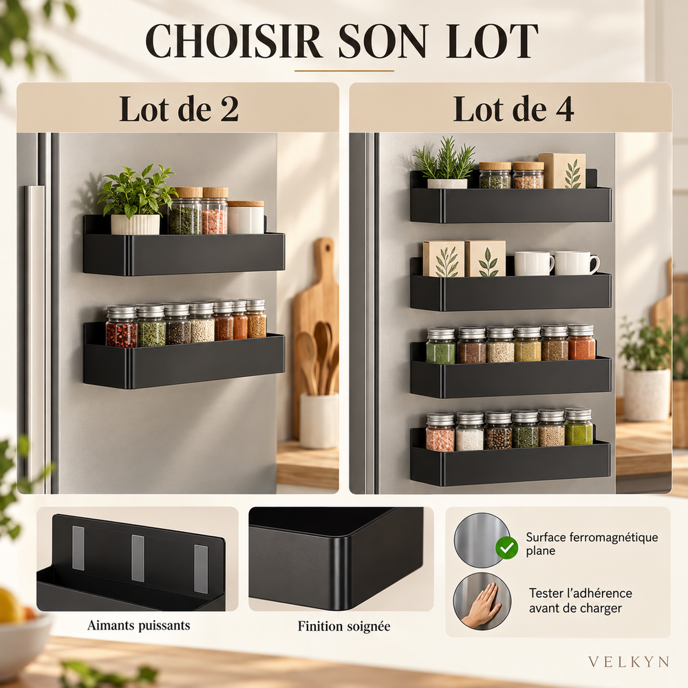 Choix entre lot de 2 et lot de 4 étagères VELKYN