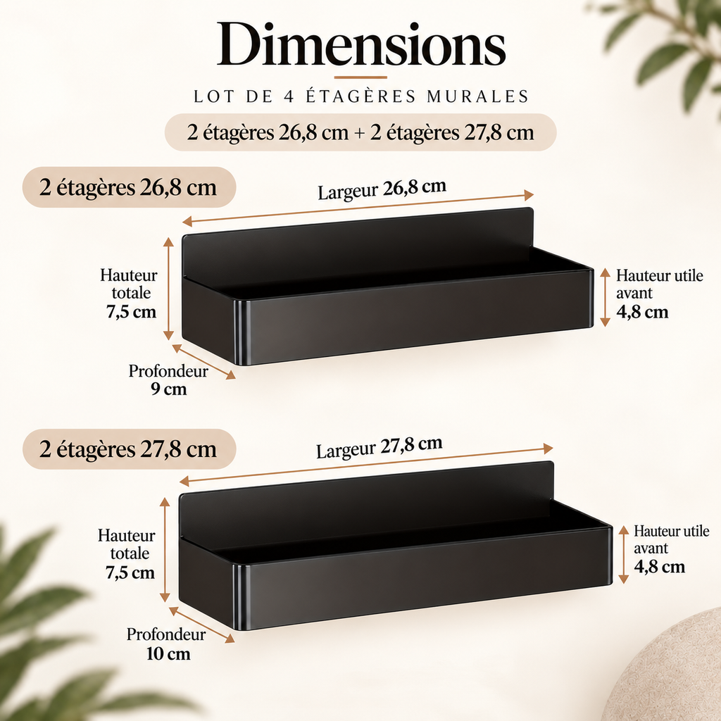 Étagères magnétiques – Lot de 2 ou 4