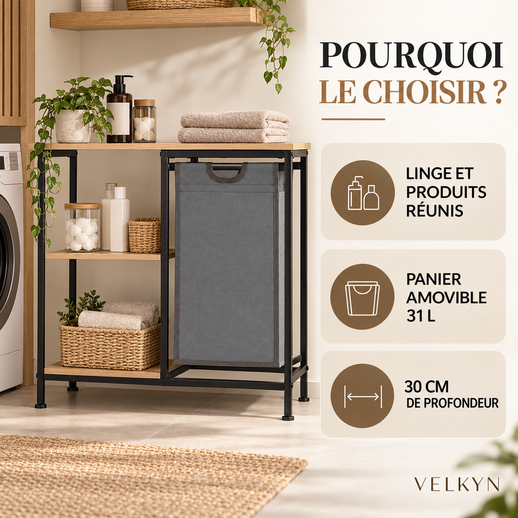 Meuble de buanderie 31 L – principaux avantages