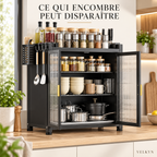 Meuble fermé VELKYN ouvert sur un plan de travail