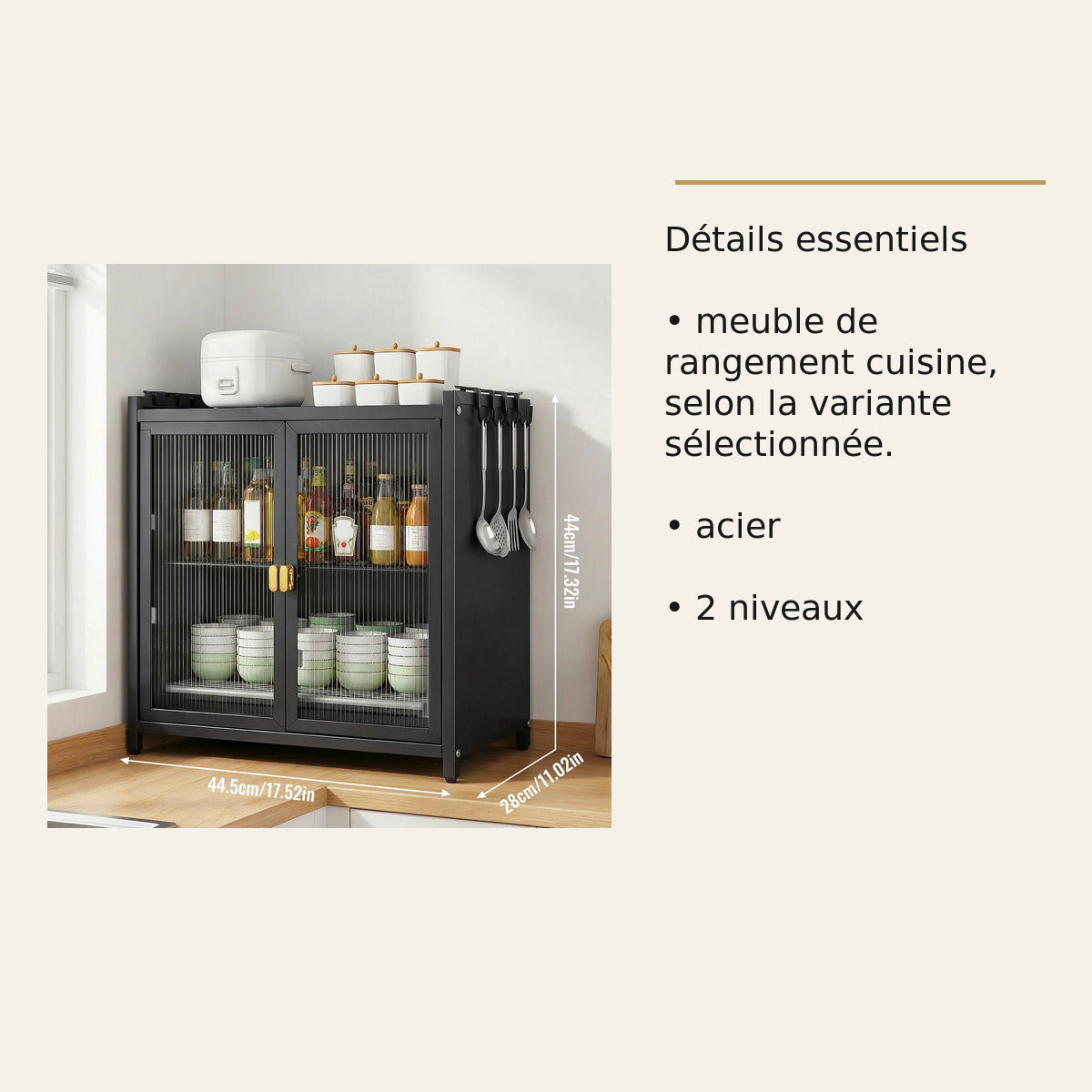 Meuble de cuisine fermé – 2 ou 3 niveaux – dimensions et caractéristiques