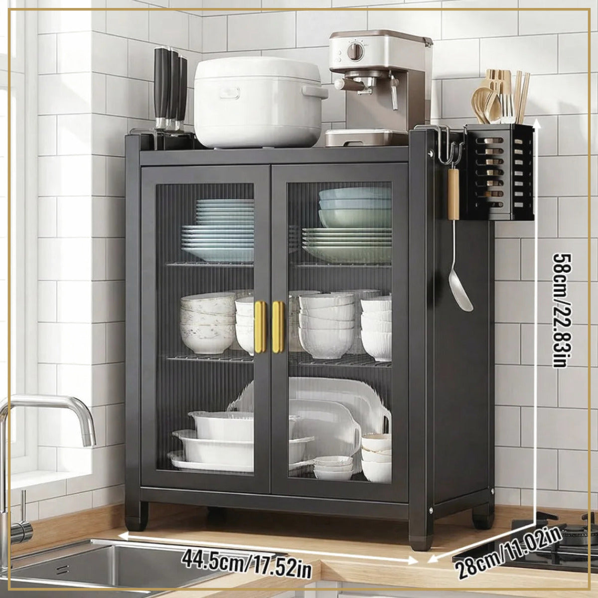 Meuble de cuisine fermé – 2 ou 3 niveaux – mise en situation