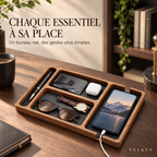 Organiseur de bureau en bois Velkyn – accessoires rangés sur un bureau