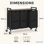 Panier à linge 120 L – dimensions 84 × 30 × 76,5 cm