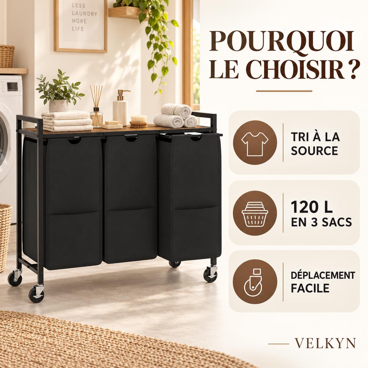 Panier à linge 120 L – principaux avantages
