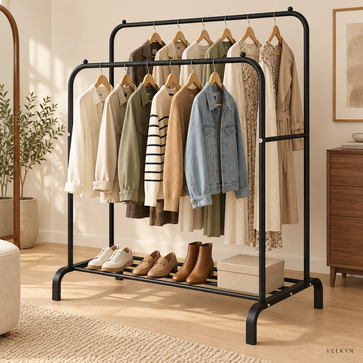 Portant double – mise en situation dans un dressing