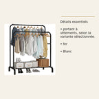 Portant double avec étagère à chaussures – Fer – dimensions et caractéristiques