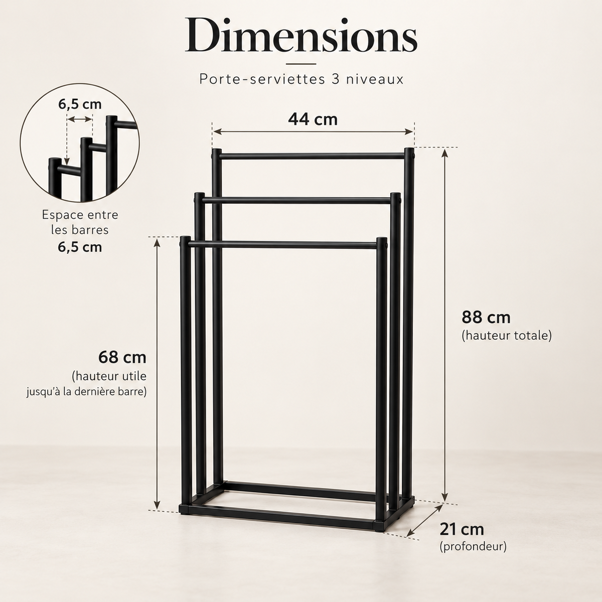 Porte-serviettes sur pied – 3 niveaux