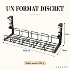 Range-câbles sous bureau Velkyn – dimensions 40,5 × 13 × 16 cm