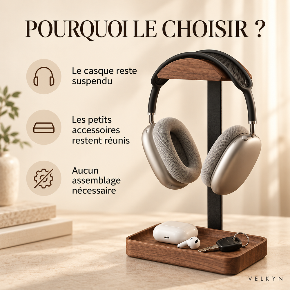 Support casque premium Velkyn – principaux avantages