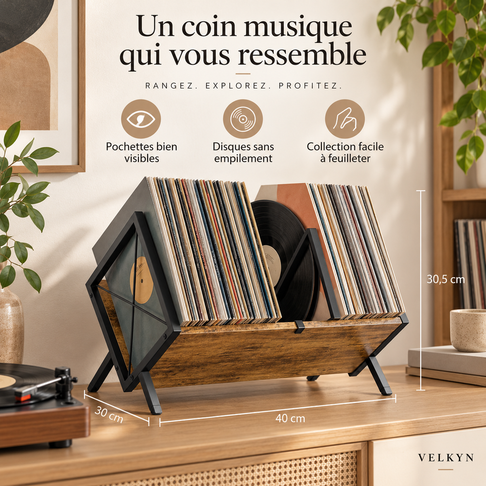 Bénéfices du support pour disques vinyles VELKYN