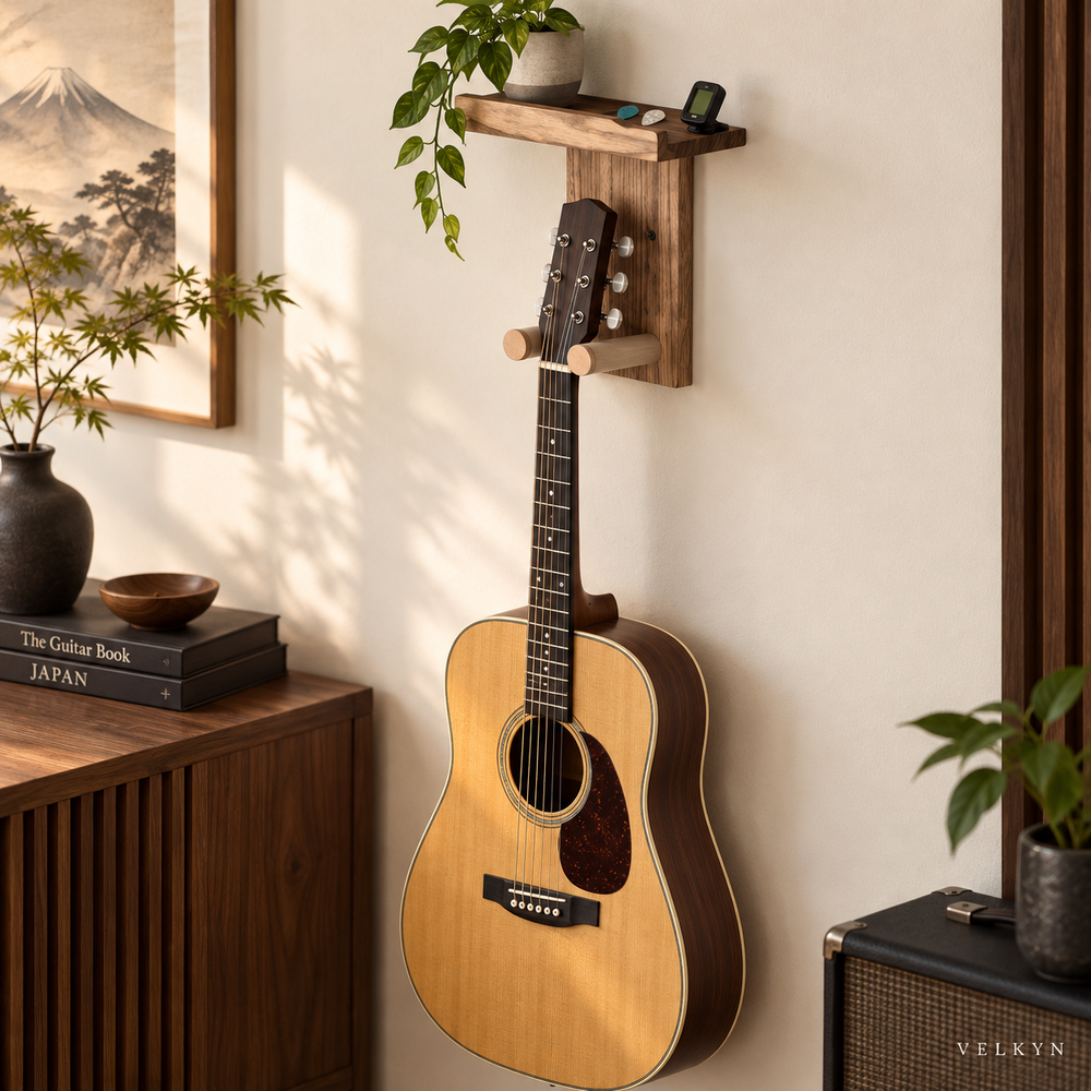 Support mural pour guitare – mise en situation dans un espace musique