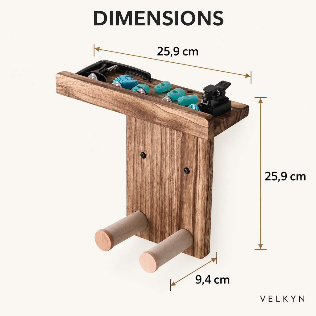 Support mural pour guitare – dimensions 25,9 × 25,9 × 9,4 cm