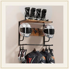 Support mural pour casque et équipement moto – Métal noir – vue principale
