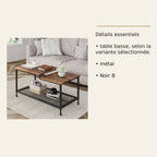 Table basse industrielle – 2 niveaux – dimensions et caractéristiques