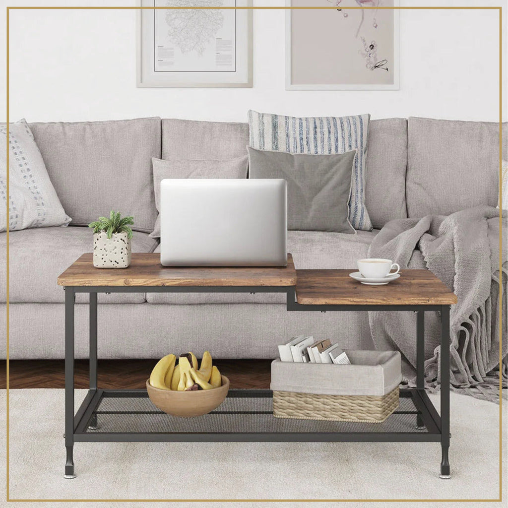 Table basse industrielle – 2 niveaux – mise en situation