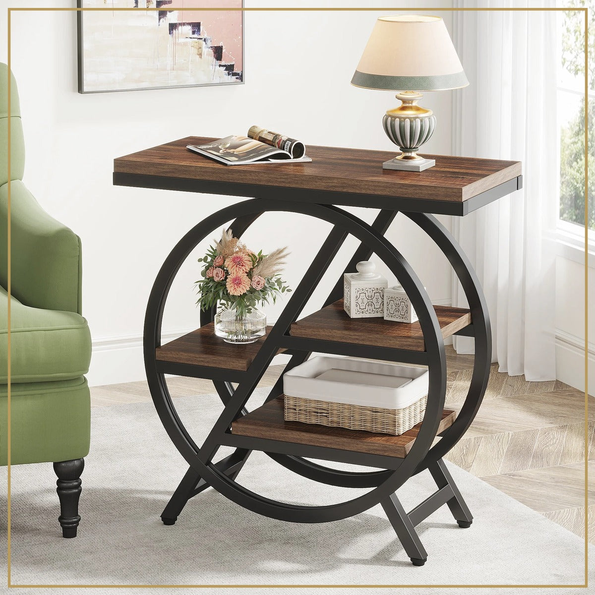 Table d’appoint Tribesigns – 3 niveaux – mise en situation