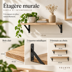 Détails de la tablette murale VELKYN en bois clair