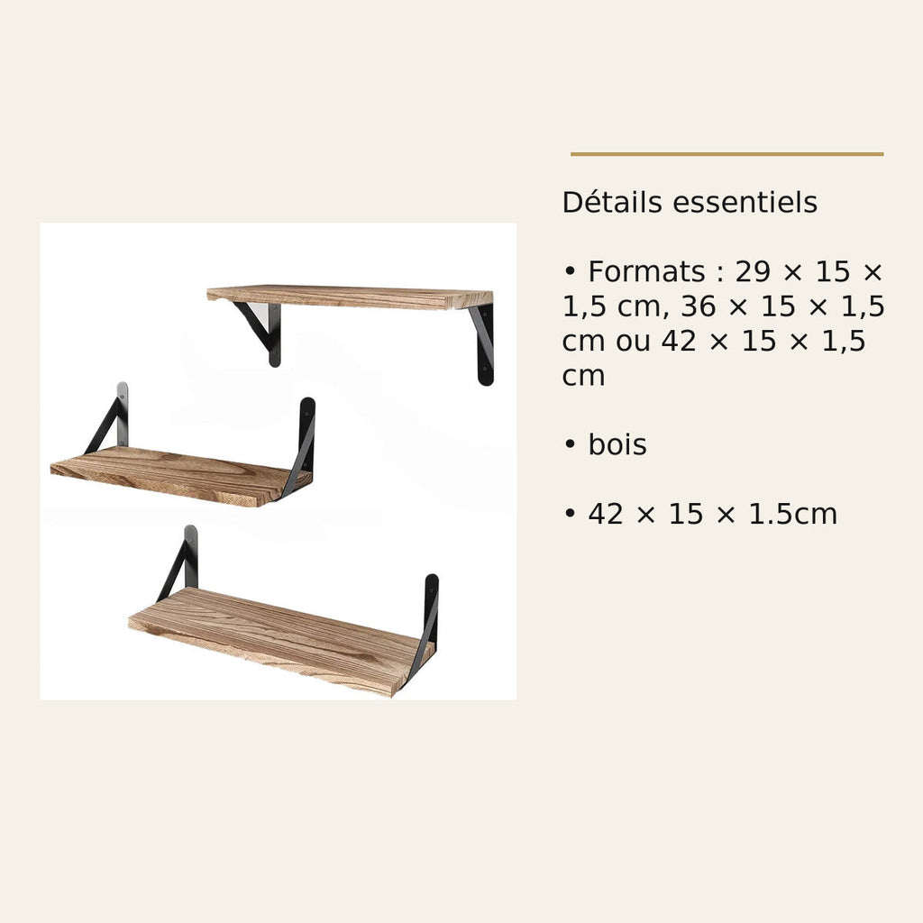 Tablette murale en bois – Trois formats – dimensions et caractéristiques