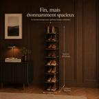 Tour à chaussures – 8 niveaux, bois composite & métal